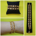 Pulsera triple hilo con cristales dorados