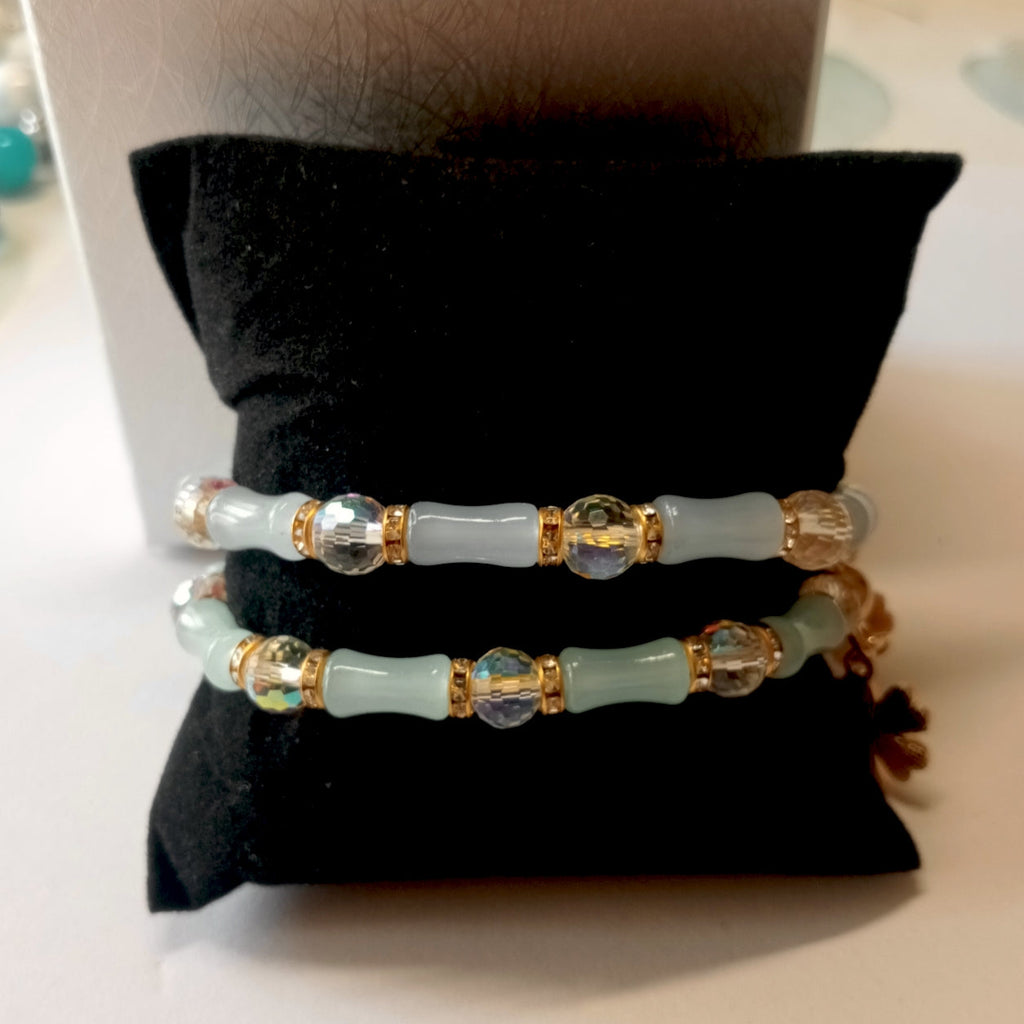 Lote dos pulseras elásticas turquesa